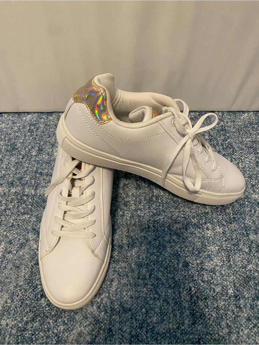 Fila White Sneakers with Metallic Gold Accents